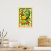 レトロなヴィクトリア時代の植物画 かぼちゃの種類 ポスター (キッチン)
