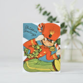 レトロなヴィンテージのクリスマスのおもちゃ兵士 シーズンポストカード (スタンド正面)