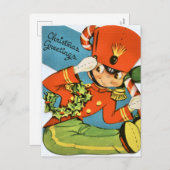 レトロなヴィンテージのクリスマスのおもちゃ兵士 シーズンポストカード (正面/裏面)