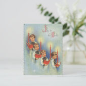 レトロなヴィンテージのクリスマスキャロラー シーズンポストカード (スタンド正面)