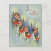 レトロなヴィンテージのクリスマスキャロラー シーズンポストカード (正面)