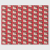 レトロなヴィンテージのクリスマススノーカップルのタイルパーティー ラッピングペーパー (フラット)