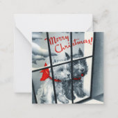 レトロなヴィンテージのクリスマスドッグを追加文字 ノートカード (正面)