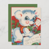 レトロなヴィンテージのクリスマスベア シーズンカード (正面/裏面)