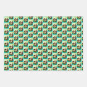 レトロなヴィンテージのクリスマス猫のタイル模様 ラッピングペーパーシート (正面2)