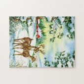 レトロなヴィンテージのシカ ジグソーパズル (横)