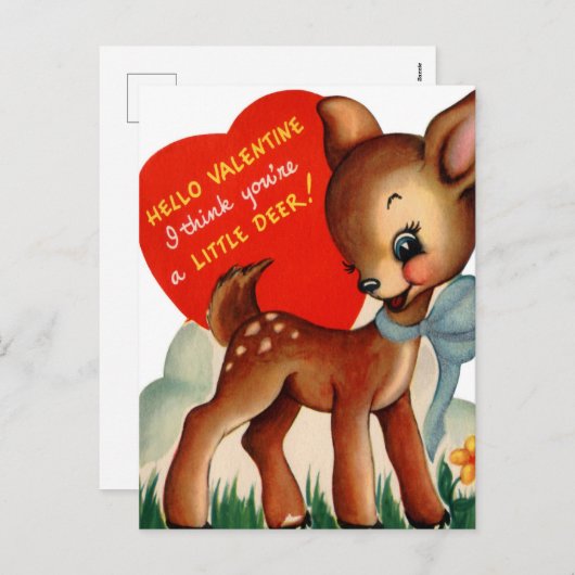レトロなヴィンテージのバレンタインデア シーズンポストカード (正面/裏面)