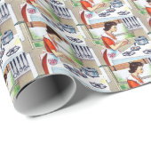 レトロなヴィンテージの台所 ラッピングペーパー (ロールコーナー)