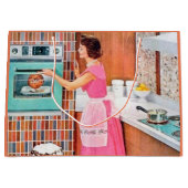 レトロなヴィンテージの台所 ラージペーパーバッグ (正面)