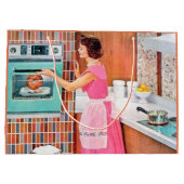 レトロなヴィンテージの台所 ラージペーパーバッグ (裏面)