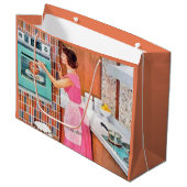 レトロなヴィンテージの台所 ラージペーパーバッグ (正面アングル)