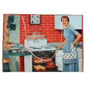 レトロなヴィンテージの台所 ラージペーパーバッグ (裏面)