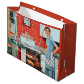 レトロなヴィンテージの台所 ラージペーパーバッグ (正面アングル)