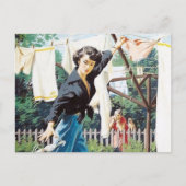 レトロなヴィンテージの洗濯の女性 ポストカード (正面)