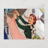 レトロなヴィンテージの洗濯の女性 ポストカード (正面)