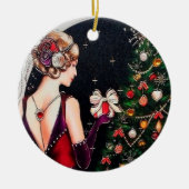 レトロなヴィンテージアートデコクリスマス追加 セラミックオーナメント (正面)