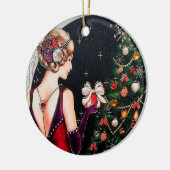 レトロなヴィンテージアートデコクリスマス追加 セラミックオーナメント (左)