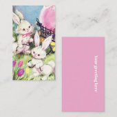 レトロなヴィンテージイースターのバニーが挨拶をする 名刺 (正面/裏面)