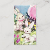 レトロなヴィンテージイースターのバニーが挨拶をする 名刺 (正面)