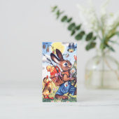 レトロなヴィンテージイースターのバニーアッド挨拶 名刺 (スタンド正面)