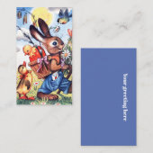 レトロなヴィンテージイースターのバニーアッド挨拶 名刺 (正面/裏面)