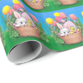 レトロなヴィンテージイースターバニーのパーティー ラッピングペーパー (ロールコーナー)