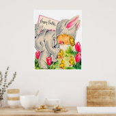 レトロなヴィンテージイースターバニーの子供の装飾のポスター ポスター (キッチン)