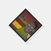 レトロなヴィンテージカラーの抽象芸術アフリカンマスク スタンダードカクテルナプキン (角)