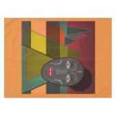 レトロなヴィンテージカラーの抽象芸術アフリカンマスク テーブルクロス (正面(横))