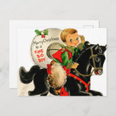 レトロなヴィンテージクリスマスのビッグボーイ シーズンポストカード (正面/裏面)