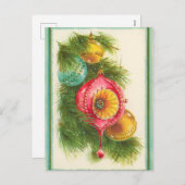 レトロなヴィンテージクリスマスの球根 シーズンポストカード (正面/裏面)