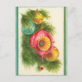 レトロなヴィンテージクリスマスの球根 シーズンポストカード (正面)