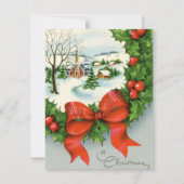 レトロなヴィンテージクリスマスの町を追加気持ち シーズンカード (正面)