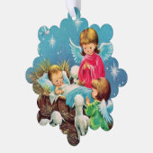 レトロなヴィンテージクリスマスエンジェルベビーイエズスアッド文字 オーナメントカード (左)