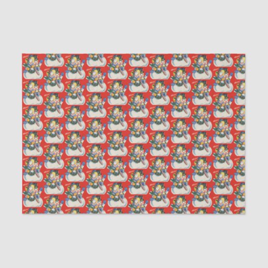 レトロなヴィンテージクリスマススノーカップル 薄葉紙 (正面)