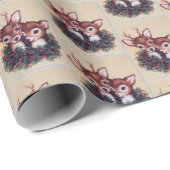 レトロなヴィンテージクリスマスディアタイルホリデー ラッピングペーパー (ロールコーナー)