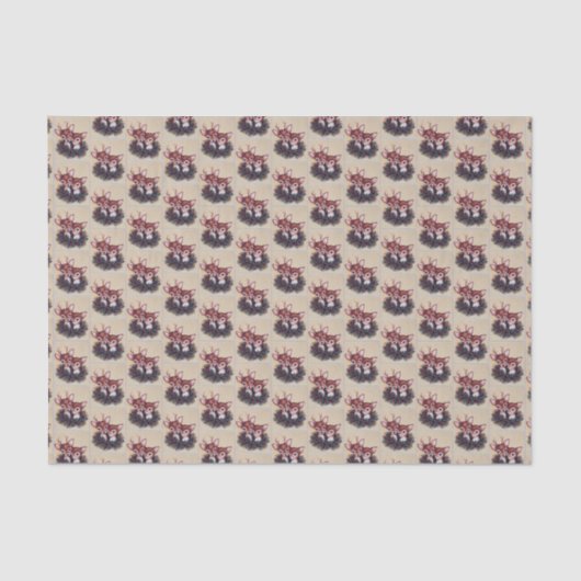 レトロなヴィンテージクリスマスディアタイルホリデー 薄葉紙 (正面)