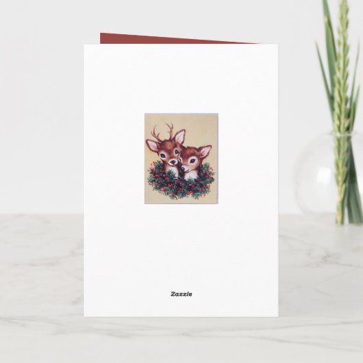 レトロなヴィンテージクリスマスディアーアド気持ち シーズンカード (裏面)