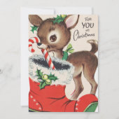 レトロなヴィンテージクリスマスディアーアド気持ち シーズンカード (正面)