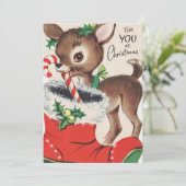 レトロなヴィンテージクリスマスディアーアド気持ち シーズンカード (スタンド正面)