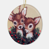 レトロなヴィンテージクリスマスディアーアド気持ち セラミックオーナメント (左)