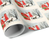 レトロなヴィンテージクリスマスファームタイル ラッピングペーパー (ロールコーナー)