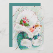 レトロなヴィンテージクリスマスレディのメッセージを追加 シーズンカード (正面/裏面)