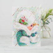 レトロなヴィンテージクリスマスレディのメッセージを追加 シーズンカード (スタンド正面)