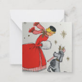 レトロなヴィンテージクリスマスレディーアド文字 ノートカード (正面)