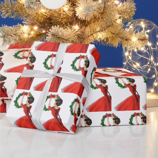 レトロなヴィンテージクリスマスレディータイルパーティー ラッピングペーパー (クリスマス)