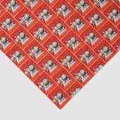 レトロなヴィンテージクリスマス雪の子供たちがタイルパーティー 薄葉紙 (詳細)