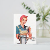 レトロなヴィンテージコーヒーレディー ポストカード (スタンド正面)