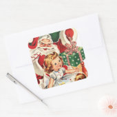 レトロなヴィンテージサンタと子供 スクエアシール (封筒)