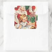 レトロなヴィンテージサンタと子供 スクエアシール (バッグ)